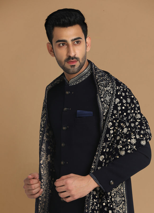 Buy Enchanting Blue Sherwani Suit Online in the USA Manyavar